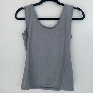 White House Black Market: silver sheen tank, small